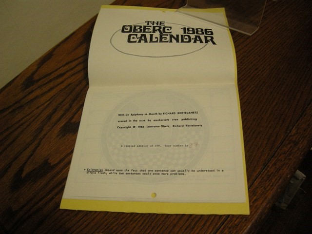 The Oberc 1986 Calendar: With an Epiphany-a-Month