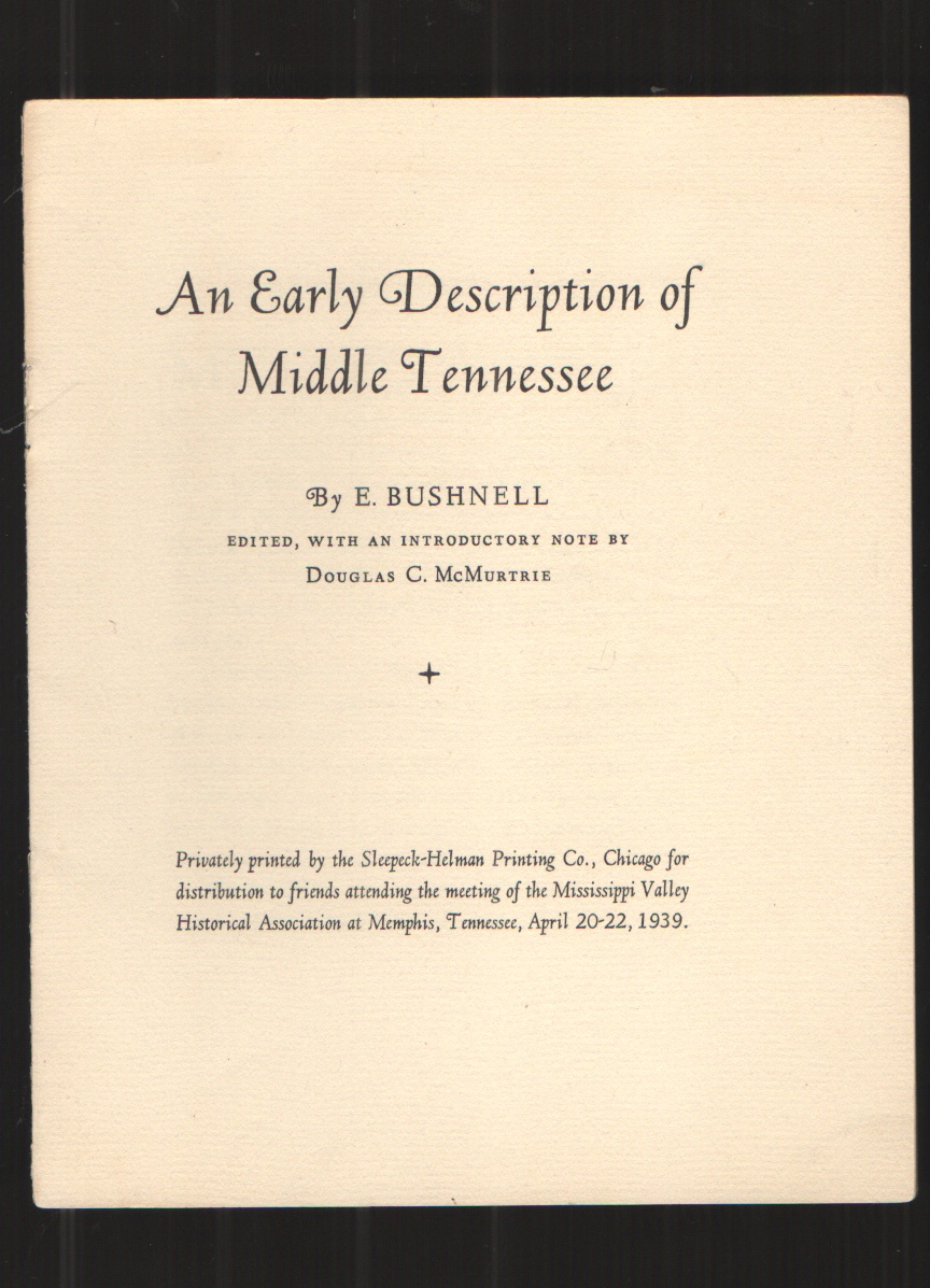 Image for An Early Description of Middle Tennessee Edited, with an Introductory Note by Douglas C. McMurtrie