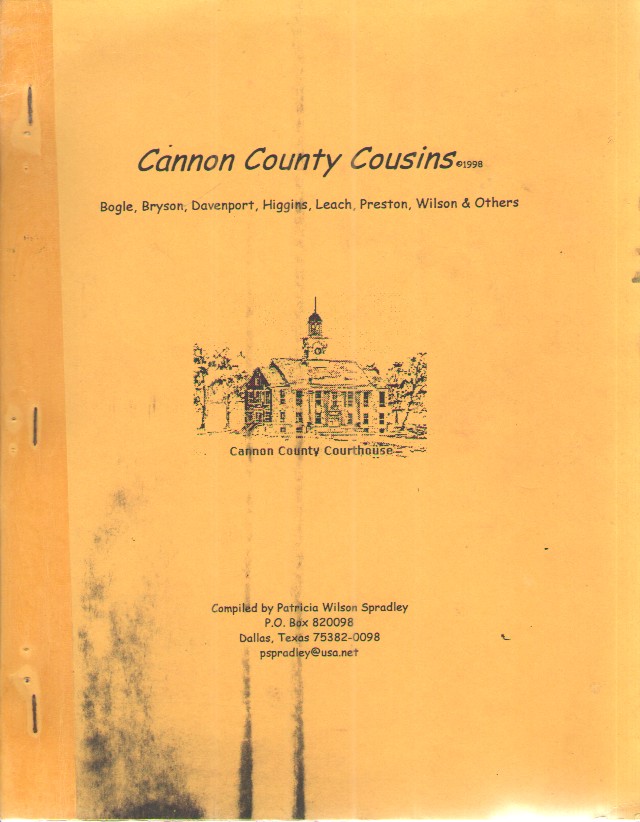 Cannon County Cousins Bogle, Bryson, Davenport, Higgins, Leach, Preston, Wilson, and Others