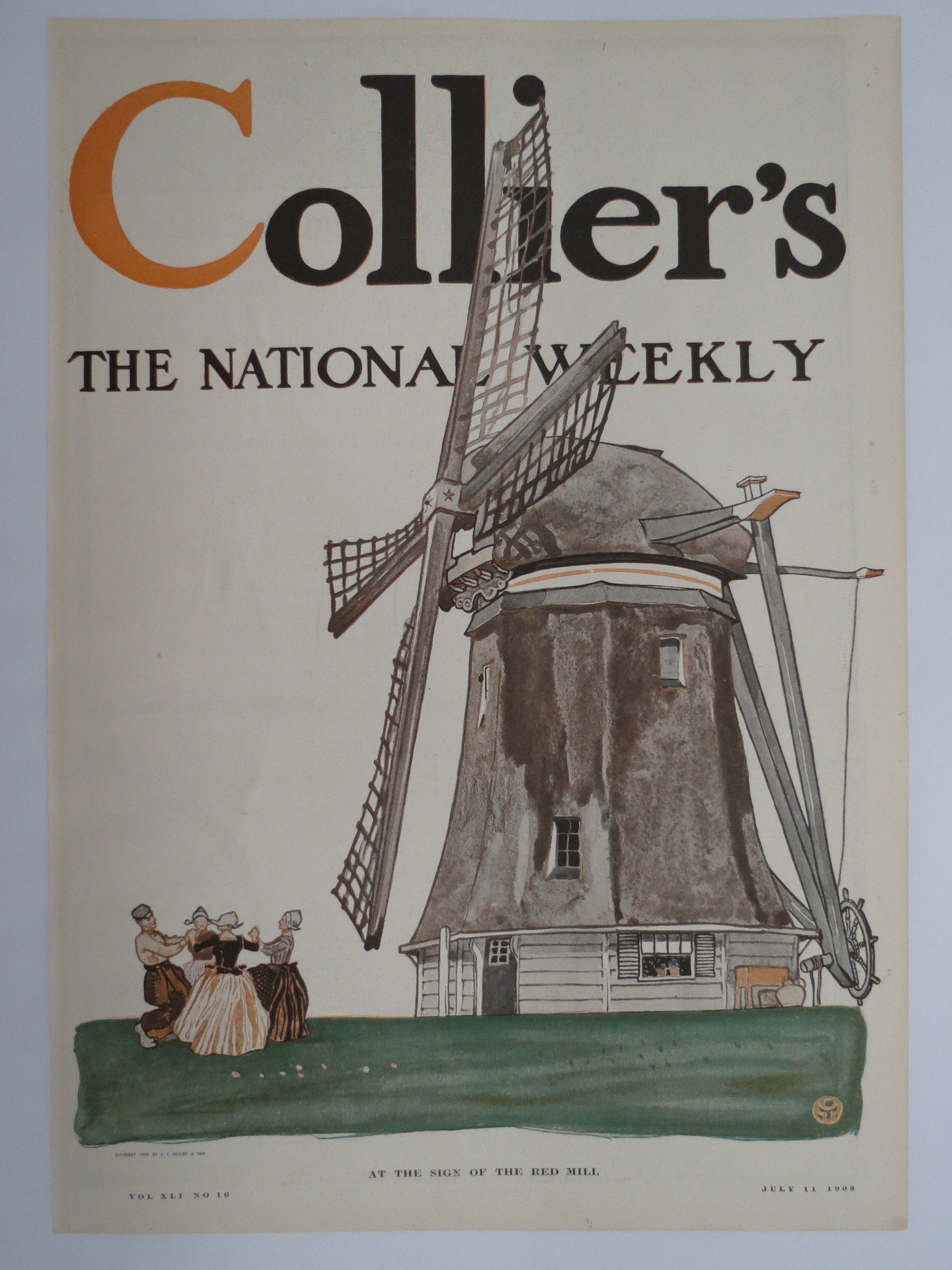 Image for COLLIER'S MAGAZINE COVER, JULY 11, 1908, SIGN OF THE RED MILL EDWARD PENFIELD COVER