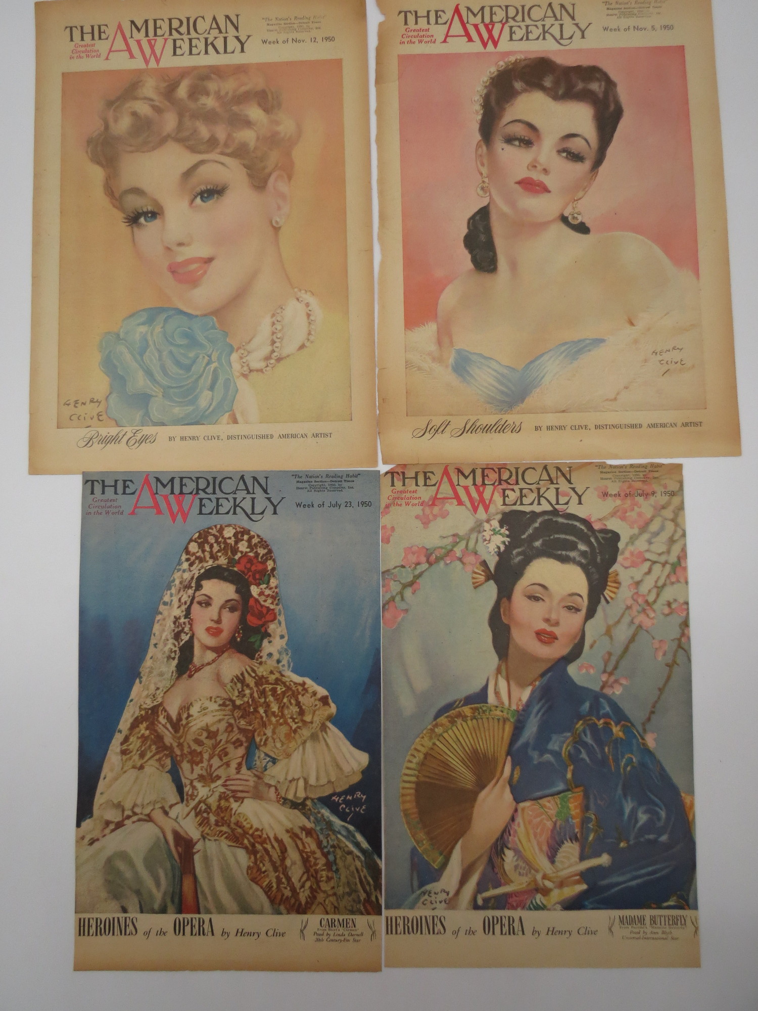 Image for 4 HENRY CLIVE THE AMERICAN WEEKLY MAGAZINE COVERS - JULY 9, JULY 23, NOVEMBER 5, NOVEMBER 12, 1950