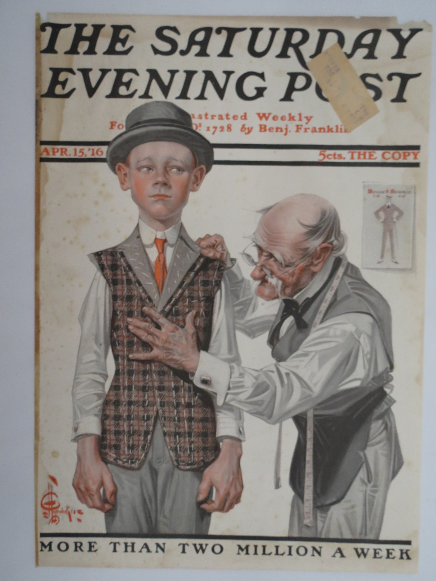 Image for THE SATURDAY EVENING POST COVER, APRIL 15, 1916, KUPPENHEIMER AD & J. C. LEYENDECKER TAILOR COVER