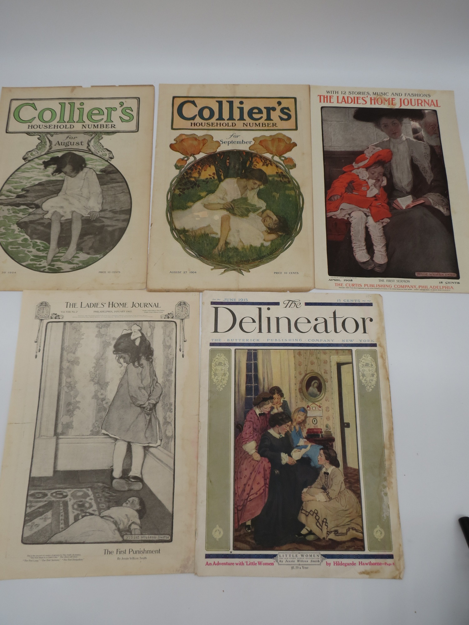 Image for 5 JESSIE WILLCOX SMITH COLLIER'S, DELINEATOR & LADIES HOME JOURNAL MAGAZINE COVERS FROM 1904, 1905, 1915