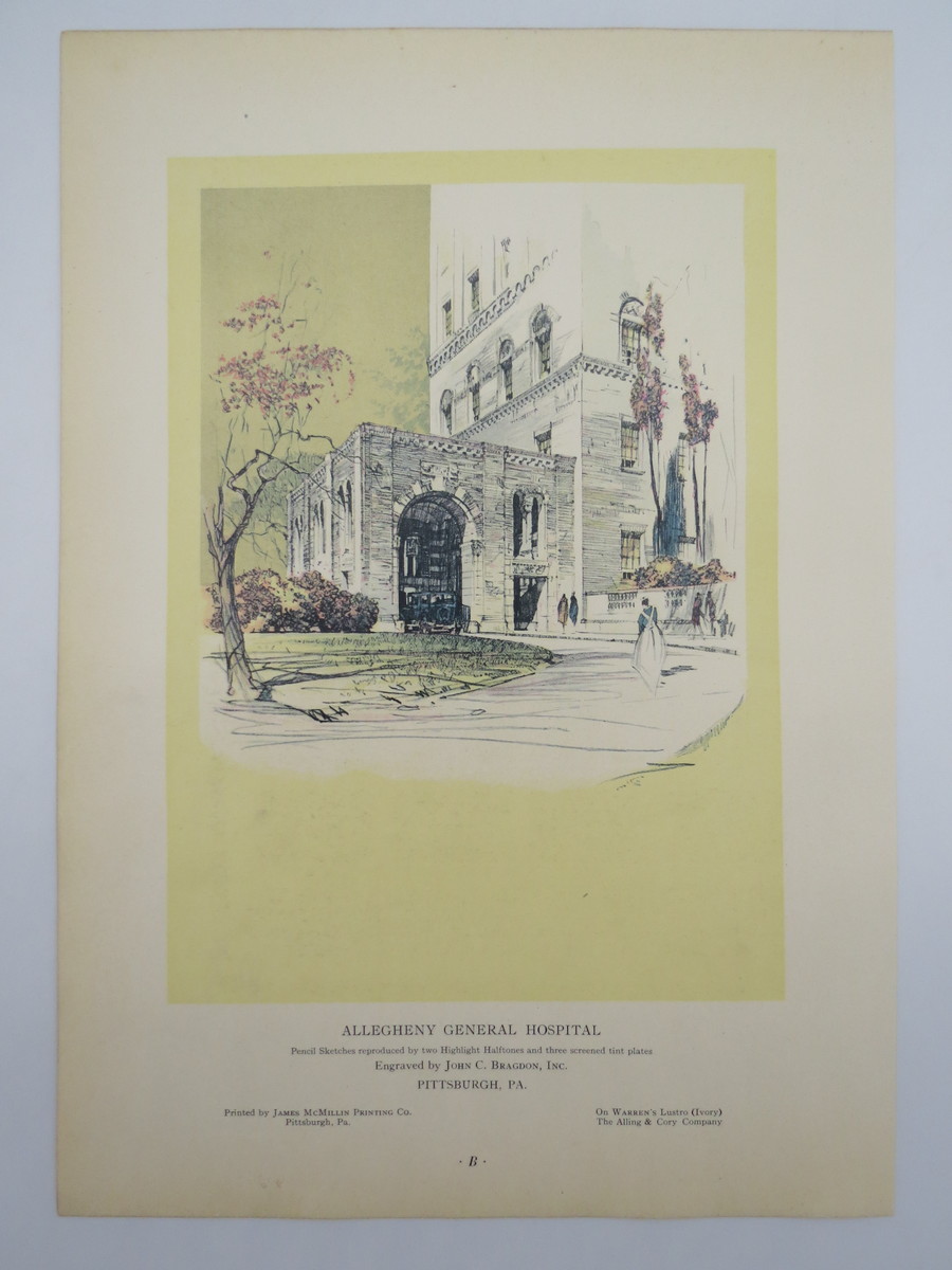 VINTAGE ALLEGHENY GENERAL HOSPITAL COLOR PRINT