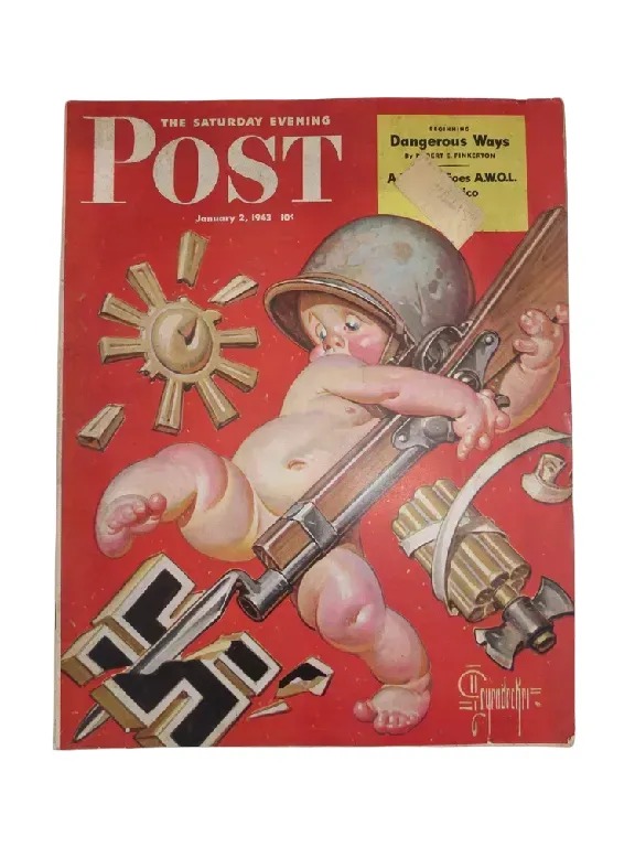 SATURDAY EVENING POST MAGAZINE JANUARY 2, 1943 (WWII J.C. LEYENDECKER BABY COVER)
