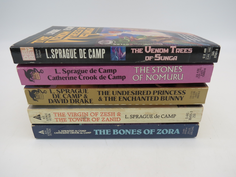 5 BOOKS BY L. SPRAGUE DE CAMP (ALL SIGNED BY AUTHOR 