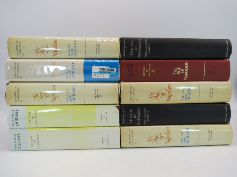 10 COPIES OF THE AGE OF NAPOLEON STORY OF CIVILIZATION VOLUME XI (DJ is protected by a clear, acid-free mylar cover)