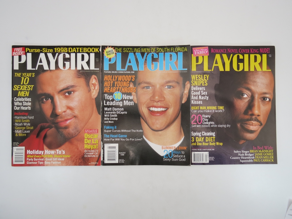 3 ISSUES PLAYGIRL MAGAZINE DECEMBER 1997; APRIL & AUGUST 1998