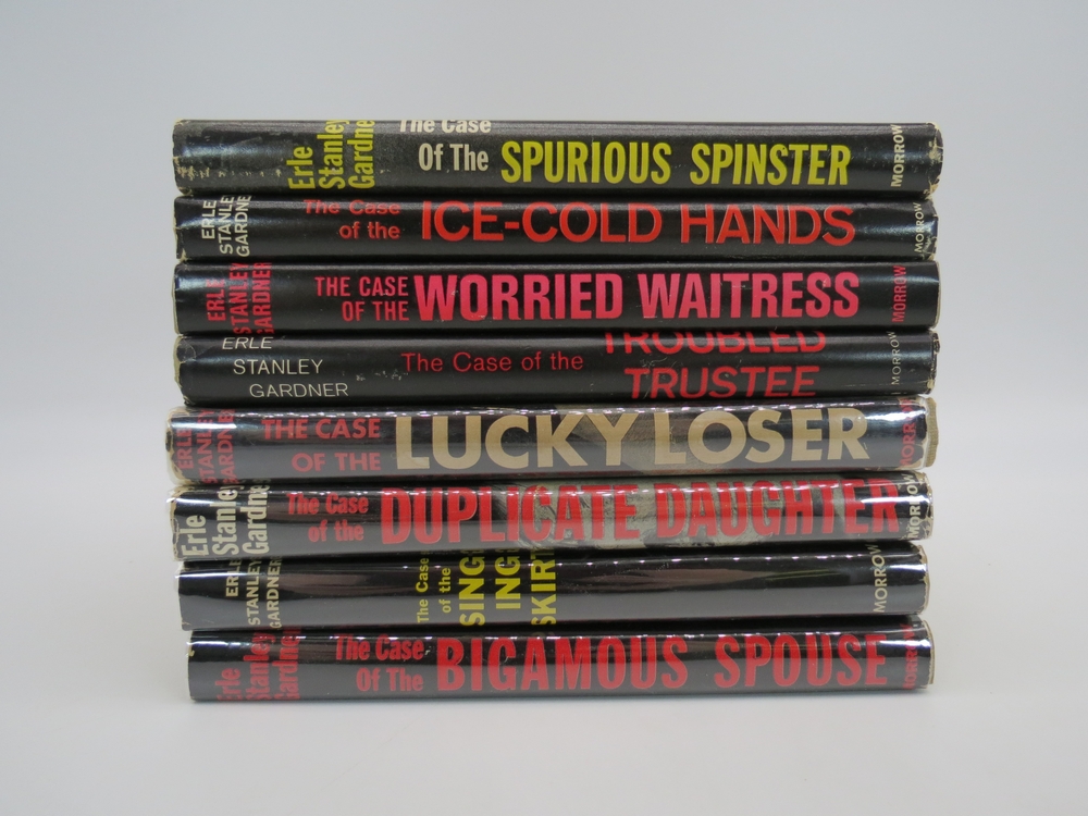 COLLECTION OF 8 ERLE STANLEY GARDNER BOOKS IN DUST JACKETS The Case of the Troubled Trustee; Worried Waitress; Ice-Cold Hands; Spurious Spinster; Lucky Loser; Duplicate Daughter; Singing Skirt; Bigamous Spouse
