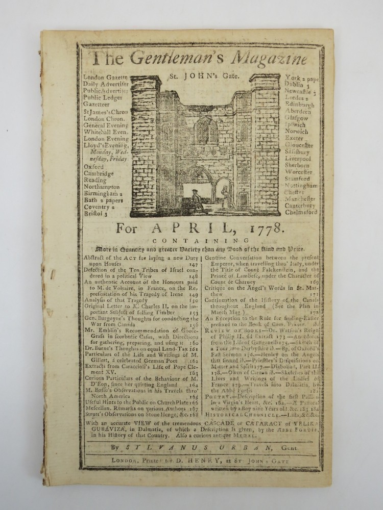 BURGOYNE'S PLAN TO CONQUER. THE GENTLEMAN'S MAGAZINE, APRIL 1778 Revolutionary War Content. 