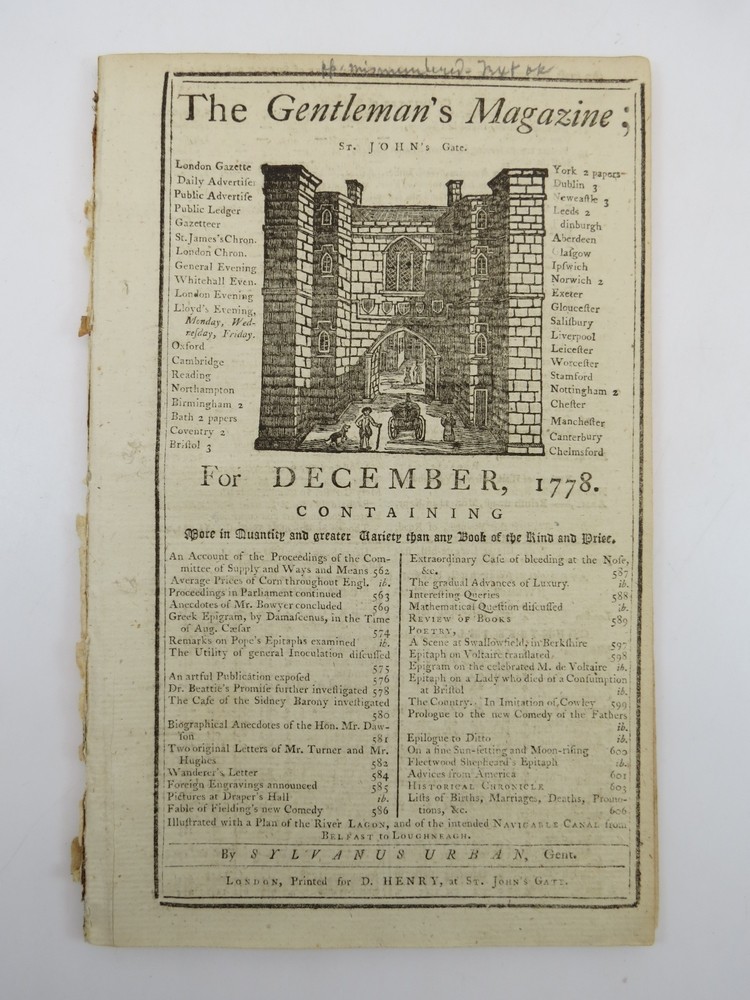 INSTRUCTIONS TO GEN. BURGOYNE. THE GENTLEMAN'S MAGAZINE, DECEMBER 1778 Revolutionary War Content. 
