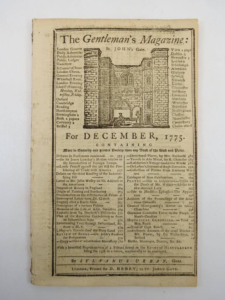 EARLY VERSION ARTICLES CONFEDERATION. THE GENTLEMAN'S MAGAZINE, DECEMBER 1775 Content on the Revolutionary War. 