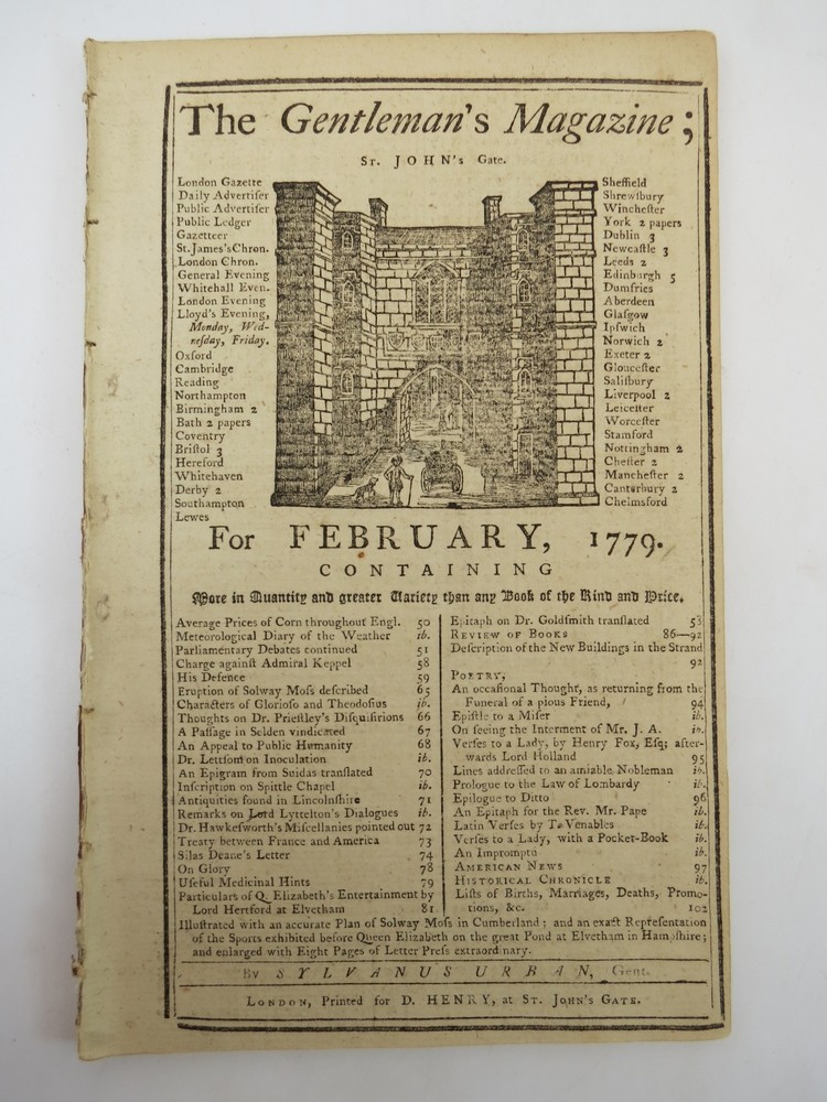 TREATY OF ALLIANCE. THE GENTLEMAN'S MAGAZINE, FEBRUARY 1779 Content on the Revolutionary War. 