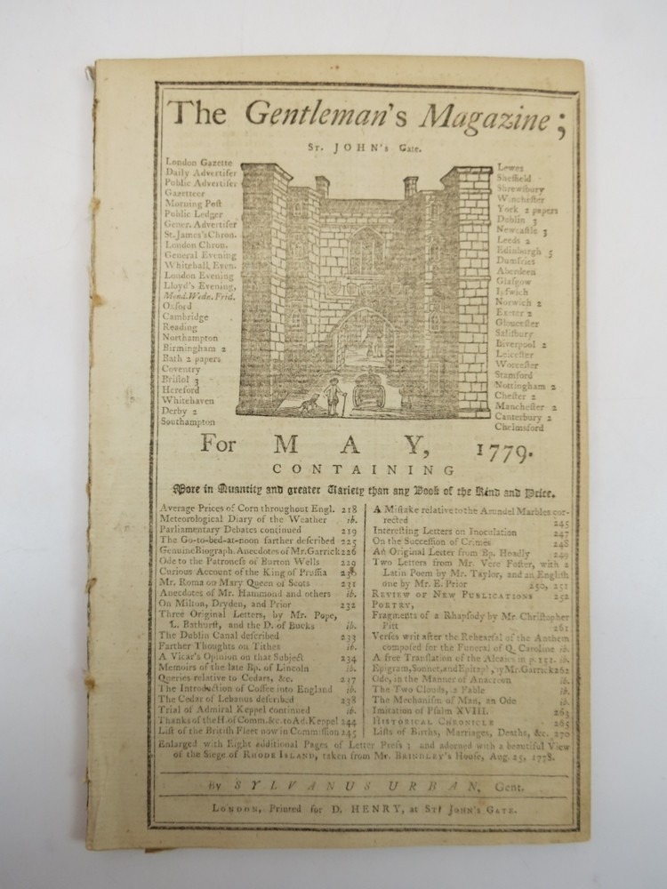 PLAN OF THE GRAND CANAL FROM DUBLIN. THE GENTLEMAN'S MAGAZINE, MAY 1779