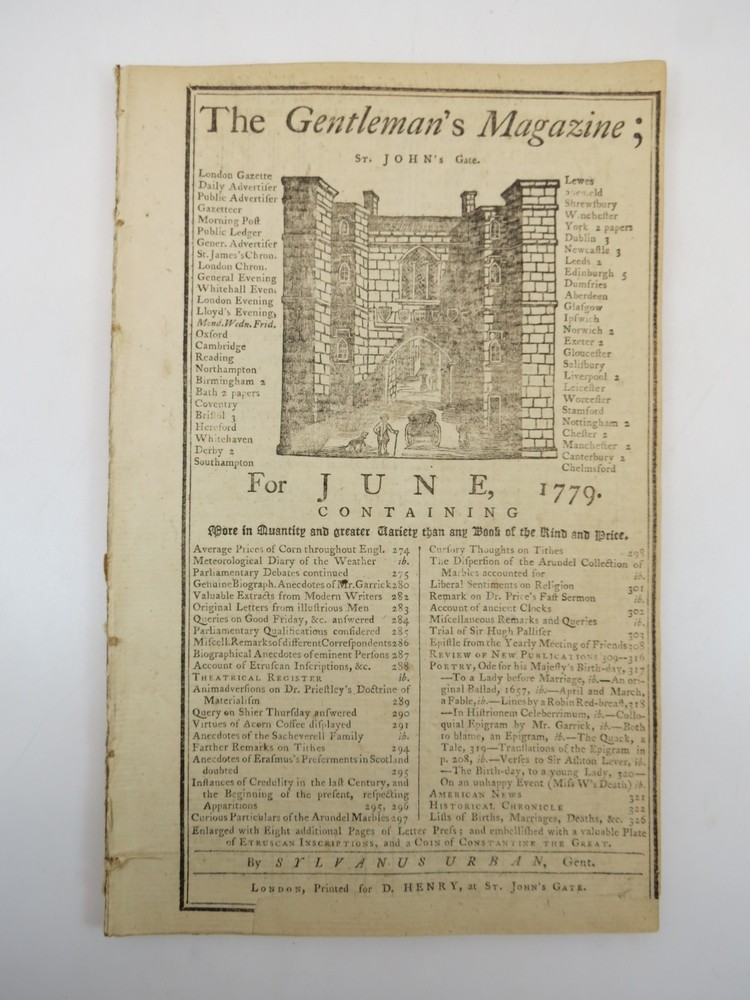 RE: TROOPS SURRENDER SARATOGA. THE GENTLEMAN'S MAGAZINE, JUNE 1779