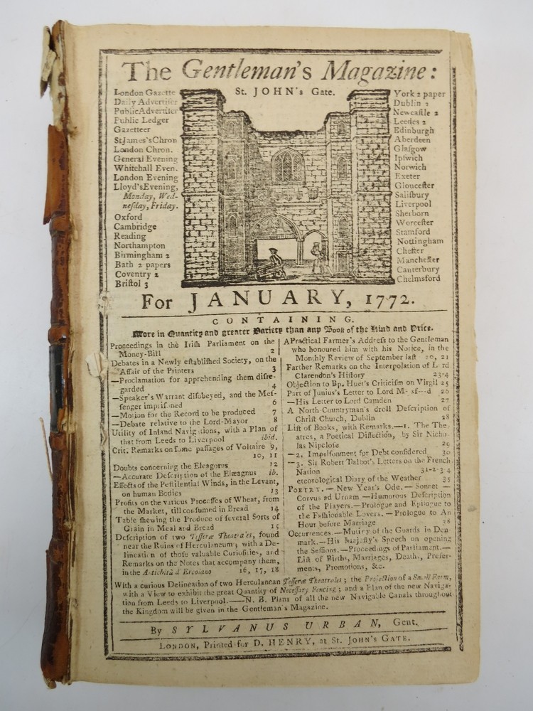 GASPEE AFFAIR. THE GENTLEMAN'S MAGAZINE, JANUARY TO DECEMBER 1772 Events Leading Up to Revolutionary War. Decision in the James Somersett Slave Case in June Issue Plus in 