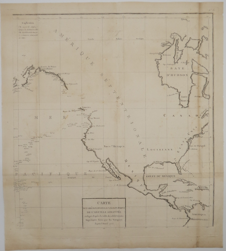 ANTIQUE 1775 MAP OF PACIFIC OCEAN, NORTH AMERICA, MEXICO 26