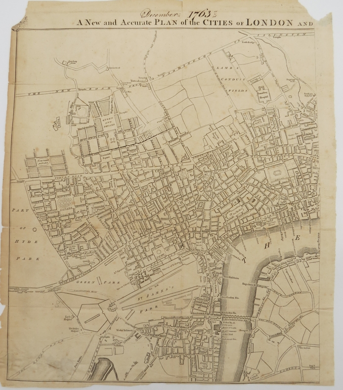 ANTIQUE MAP 1763 A PLAN OF THE CITIES OF LONDON 17