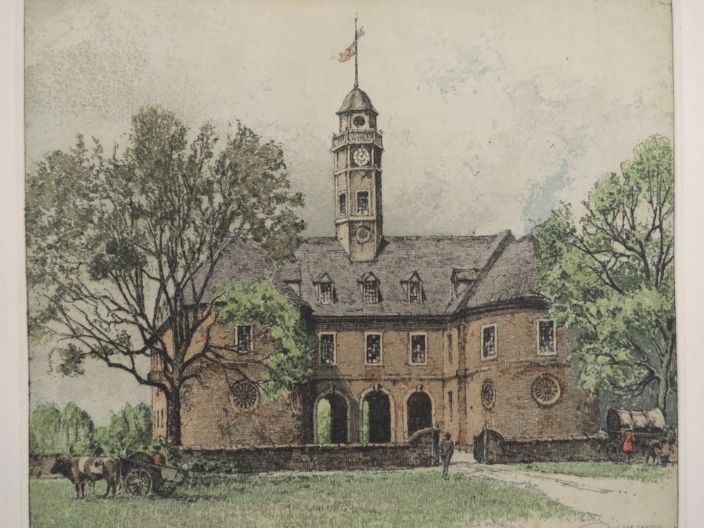 ORIGINAL JOSEF EIDENBERGER WILLIAMSBURG CAPITOL ETCHING PENCIL SIGNED