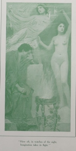 ANTIQUE 1905 KAREL SPILLAR ART NOUVEAU NUDE COLOR PRINT