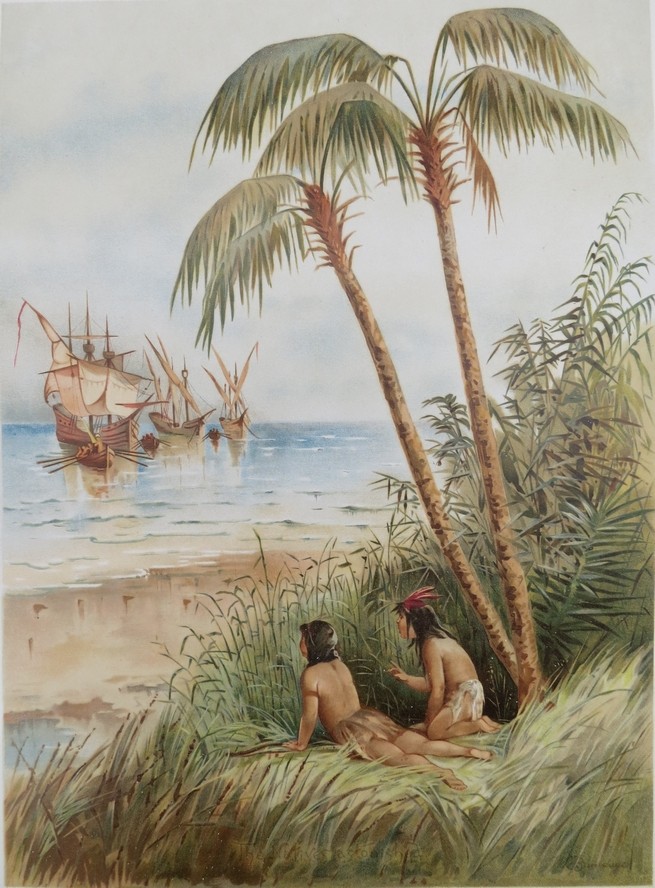 WILL & FRANCES BRUNDAGE 1892 INDIAN CHILDREN CHROMOLITHO PRINT TUCK