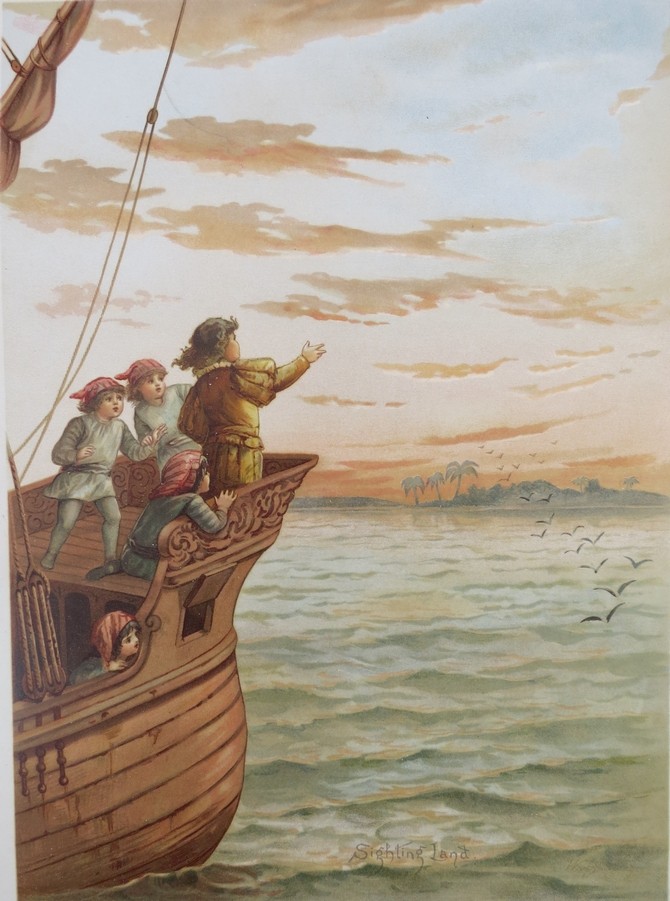 WILL & FRANCES BRUNDAGE 1892 VOYAGE AMERICA CHILDREN CHROMOLITHO PRINT TUCK