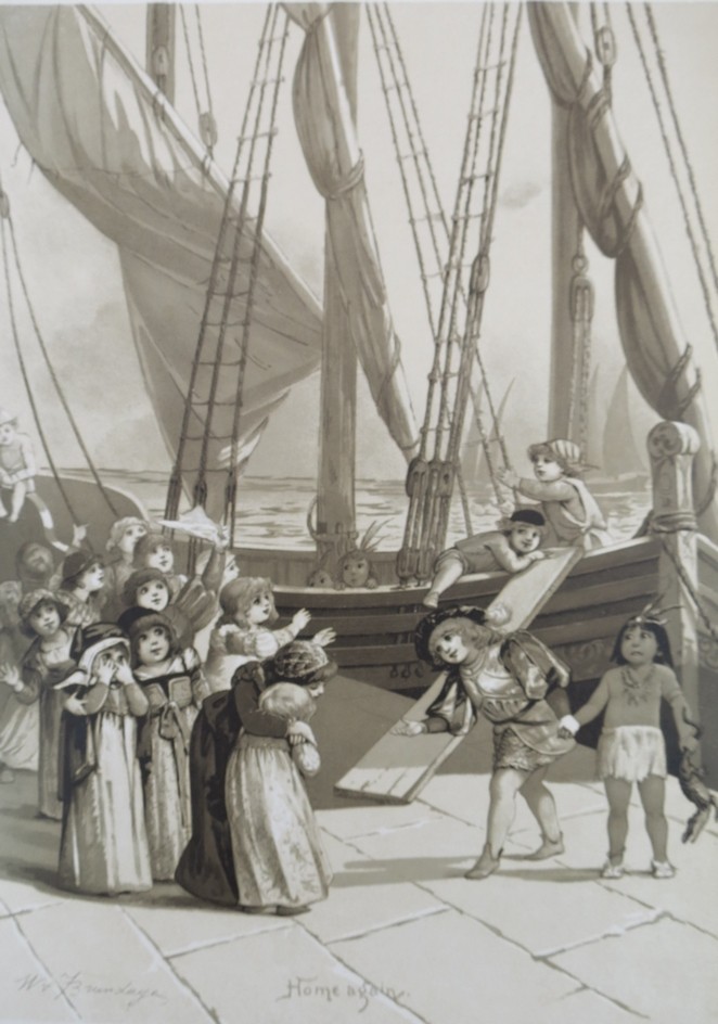 WILL & FRANCES BRUNDAGE 1892 INDIAN VOYAGE CHILDREN CHROMOLITHO PRINT TUCK