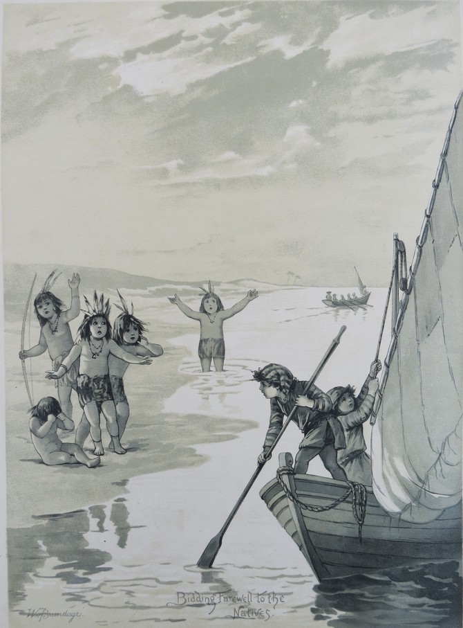 WILL & FRANCES BRUNDAGE 1892 INDIAN VOYAGE CHILDREN CHROMOLITHO PRINT TUCK