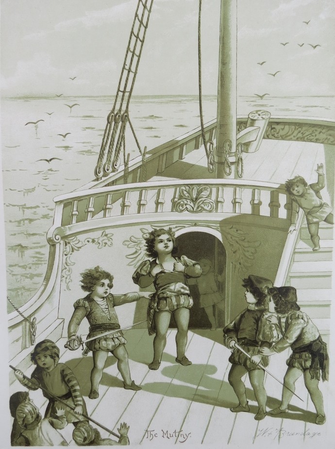 WILL & FRANCES BRUNDAGE 1892 CHILDREN VOYAGE AMERICA CHROMOLITHO PRINT TUCK