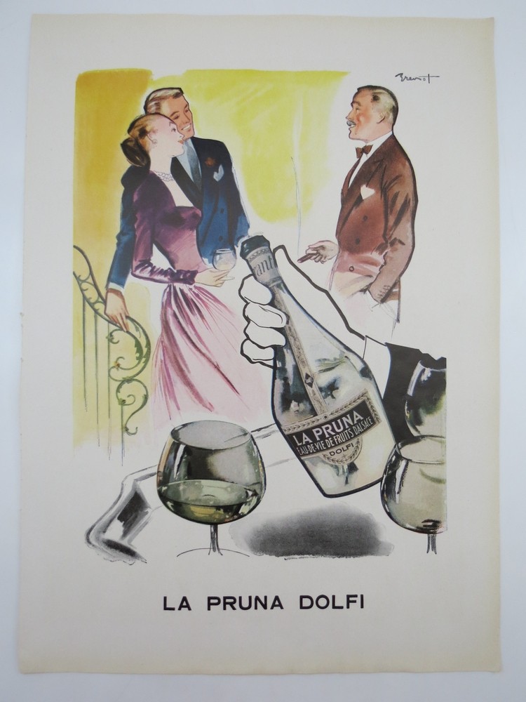 ORIGINAL 1948 LA PRUNA FRENCH LIQUOR PRINT AD BY PIERRE-LAURENT BRENOT