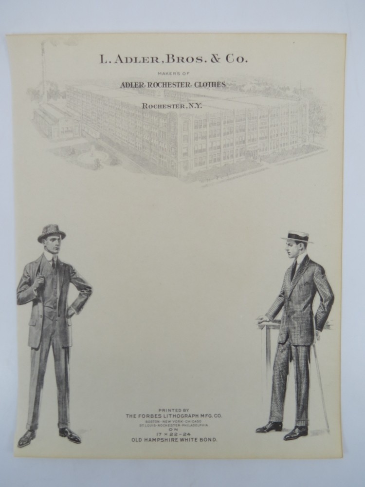 RARE 1913 ANTIQUE JC LEYENDECKER LETTERHEAD L ADLER BROS ADLER ROCHESTER CLOTHES