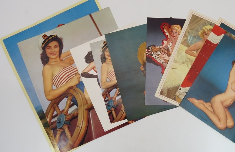 LOT OF 10 VINTAGE GIRLIE NUDE PIN-UP PRINTS C. 1950S