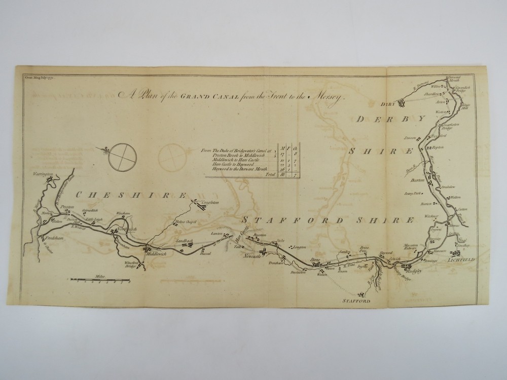 1771 MAP PLAN OF THE GRAND CANAL FROM THE TRENT TO THE MERSEY, LONDON