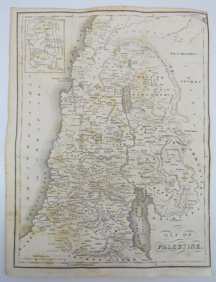 C. 1850 MAP OF PALESTINE AND JERUSALEM