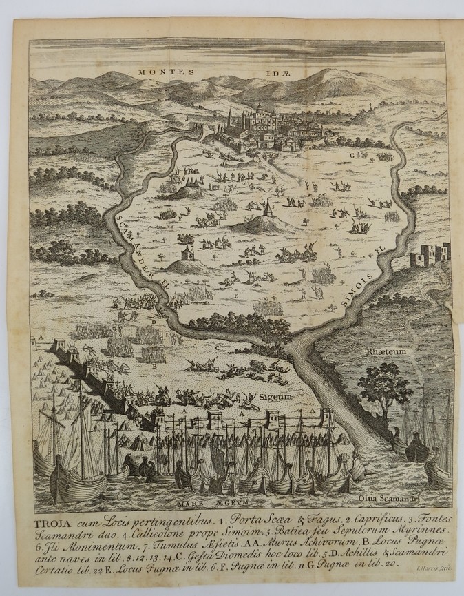 1771 ANTIQUE ENGRAVED MAP OF TROY [THE ILLIAD OF HOMER] TROJA CUM LOCIS PERTINGENTIBUS