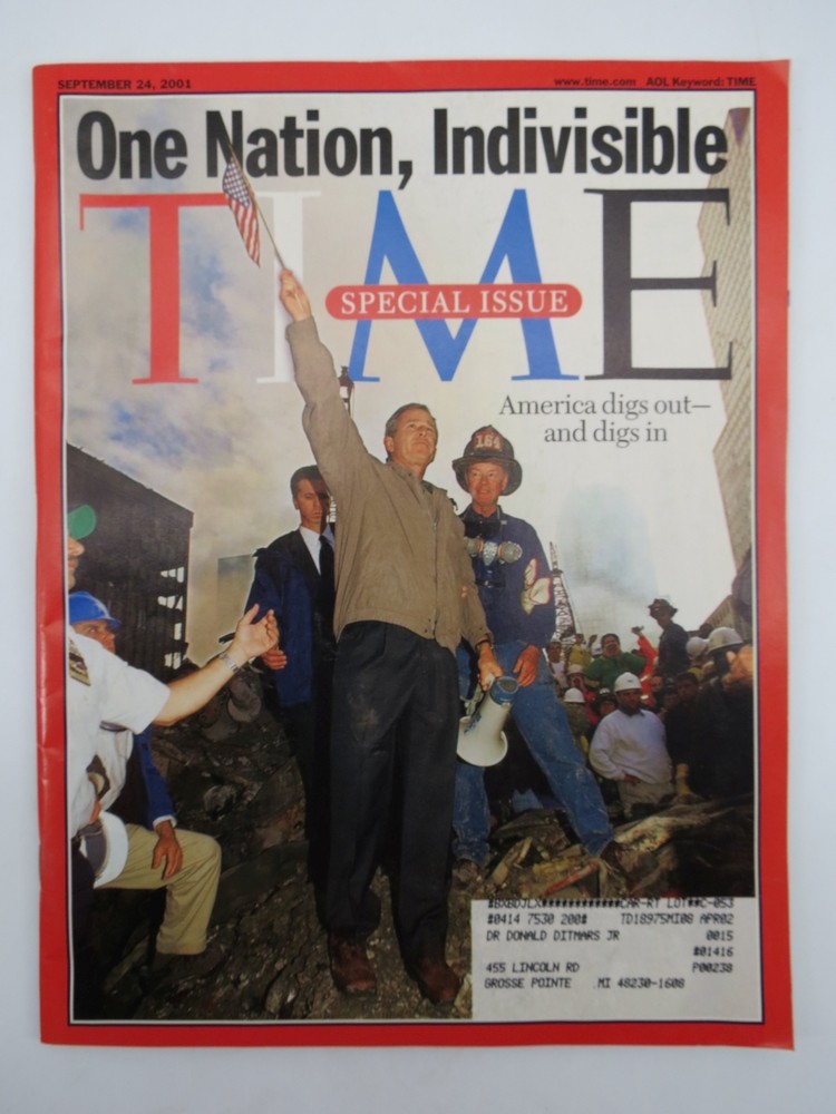TIME MAGAZINE SEPTEMBER 24, 2001 (SPECIAL ISSUE ONE NATION, INDIVISIBLE AMERICA DIGS OUT AND DIGS IN)