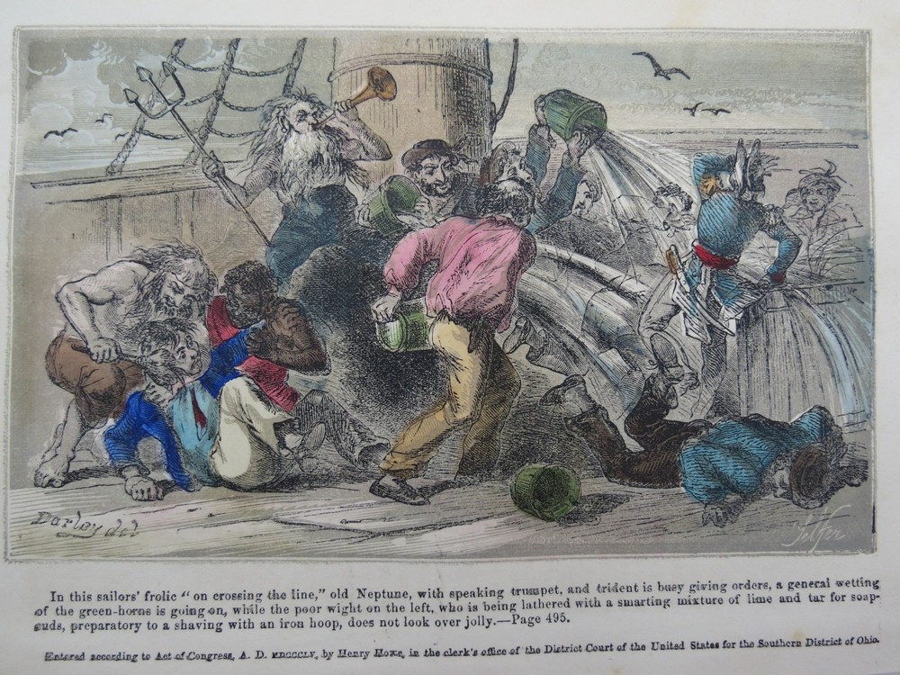 ANTIQUE 1855 HAND COLORED ENGRAVING SAILORS' FROLIC