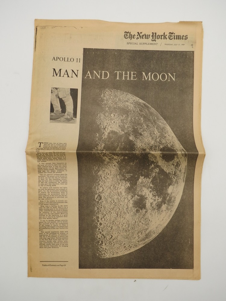 THE NEW YORK TIMES JULY 17, 1969 NEWSPAPER (APOLLO 11 ASTRONAUTS MAN AND THE MOON SPECIAL SUPPLEMENT)