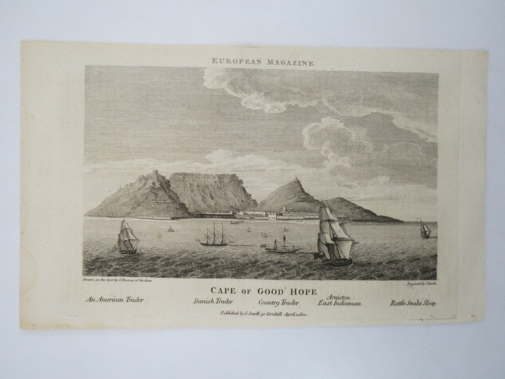 RARE ANTIQUE C. 1800 ENGRAVING CAPE OF GOOD HOPE