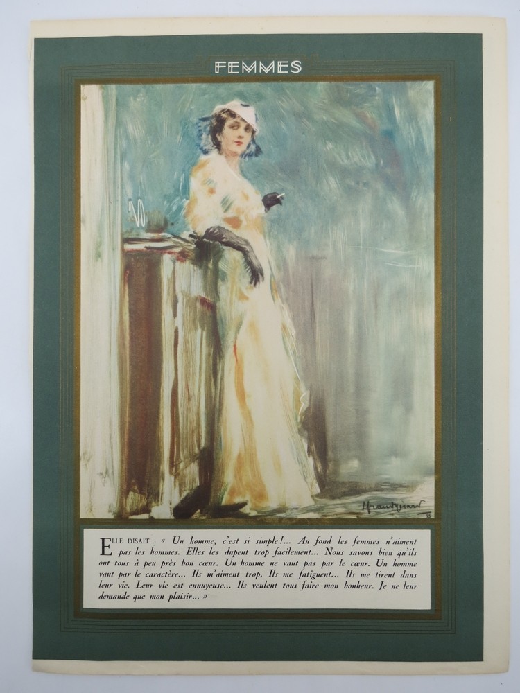 1935 LUCIEN-HENRI GRANDGRARD FEMMES LOVELY LADY IN GOWN PRINT
