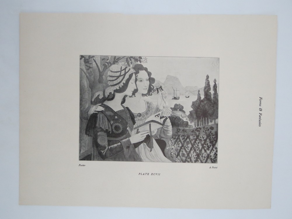 1898 ART NOUVEAU ILLUSTRATION 2 PRETTY MAIDENS