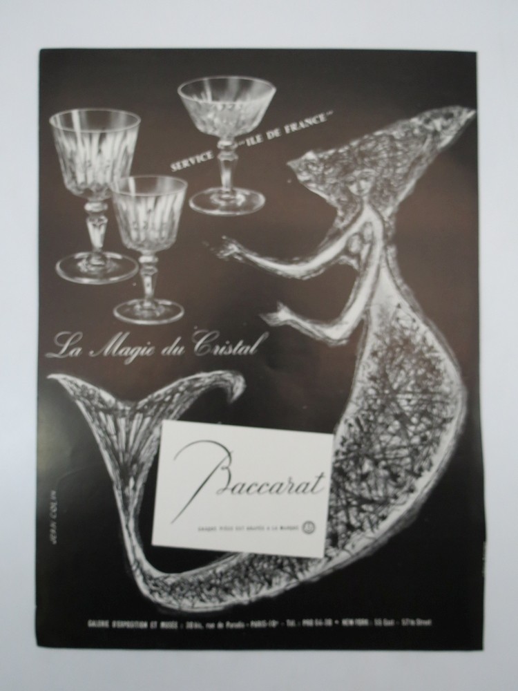 1956 JEAN COLIN BACCARAT CRYSTAL MERMAID FRENCH AD
