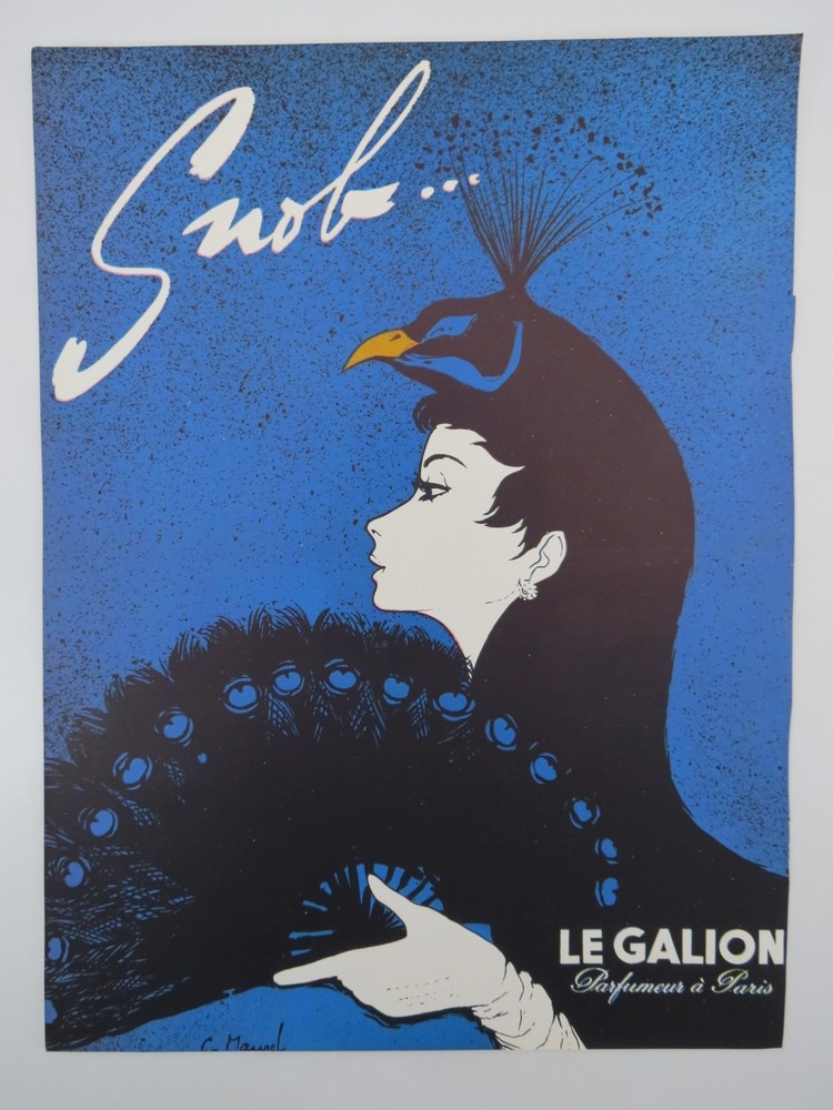 1956 CLAUDE MAUREL SNOB LE GALION PARFUMEUR A PARIS FRENCH AD