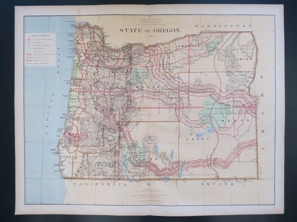 Image for RARE 1876 ORIGINAL TERRITORY OF OREGON MAP 27 RARE 1876 ORIGINAL TERRITORY OF OREGON MAP 27