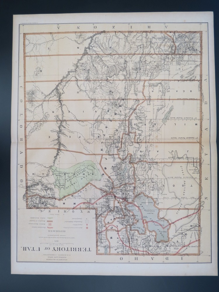 Image for RARE 1876 ORIGINAL TERRITORY OF UTAH MAP 27 RARE 1876 ORIGINAL TERRITORY OF UTAH MAP 27