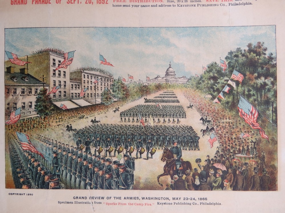 PARADE OF THE GRAND ARMY OF THE REPUBLIC SEPTEMBER 20, 1892 ANTIQUE ADVERTISING LITHOGRAPH
