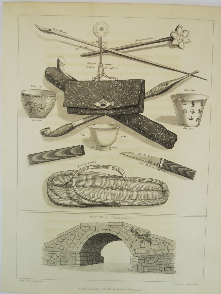 ORIGINAL 1818 LOO CHOO ISLAND ACCESSORIES & NAPAKIANG BRIDGE JAPAN ENGRAVING