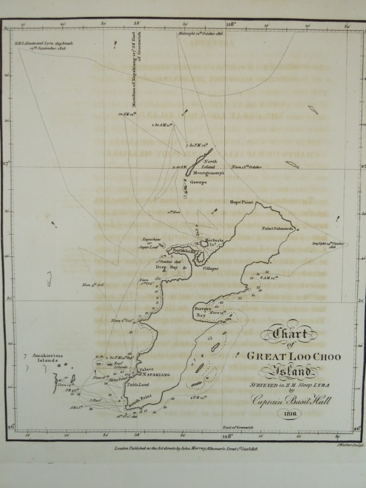ORIGINAL 1818 MAP CHART OF GREAT LOO CHOO ISLAND JAPAN