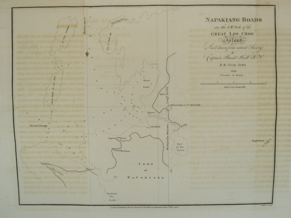ORIGINAL 1818 MAP NAPAKIANG ROADS ON THE S.W. SIDE OF THE GREAT LOO CHOO ISLAND JAPAN