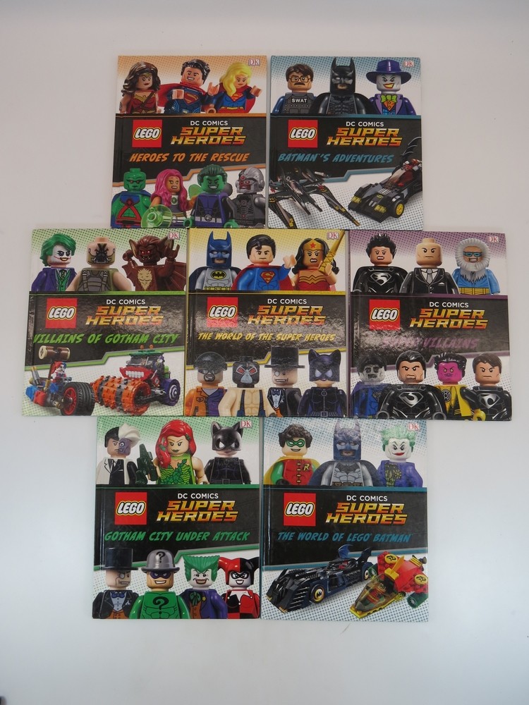 LEGO DC COMICS SUPER HEROES (7 VOLUME SET) Villains of Gotham City; Gotham City under Attack; Heroes to the Rescue; the World of the Super Heroes; Super-Villains; the World of Lego Batman; Batman's Adventures